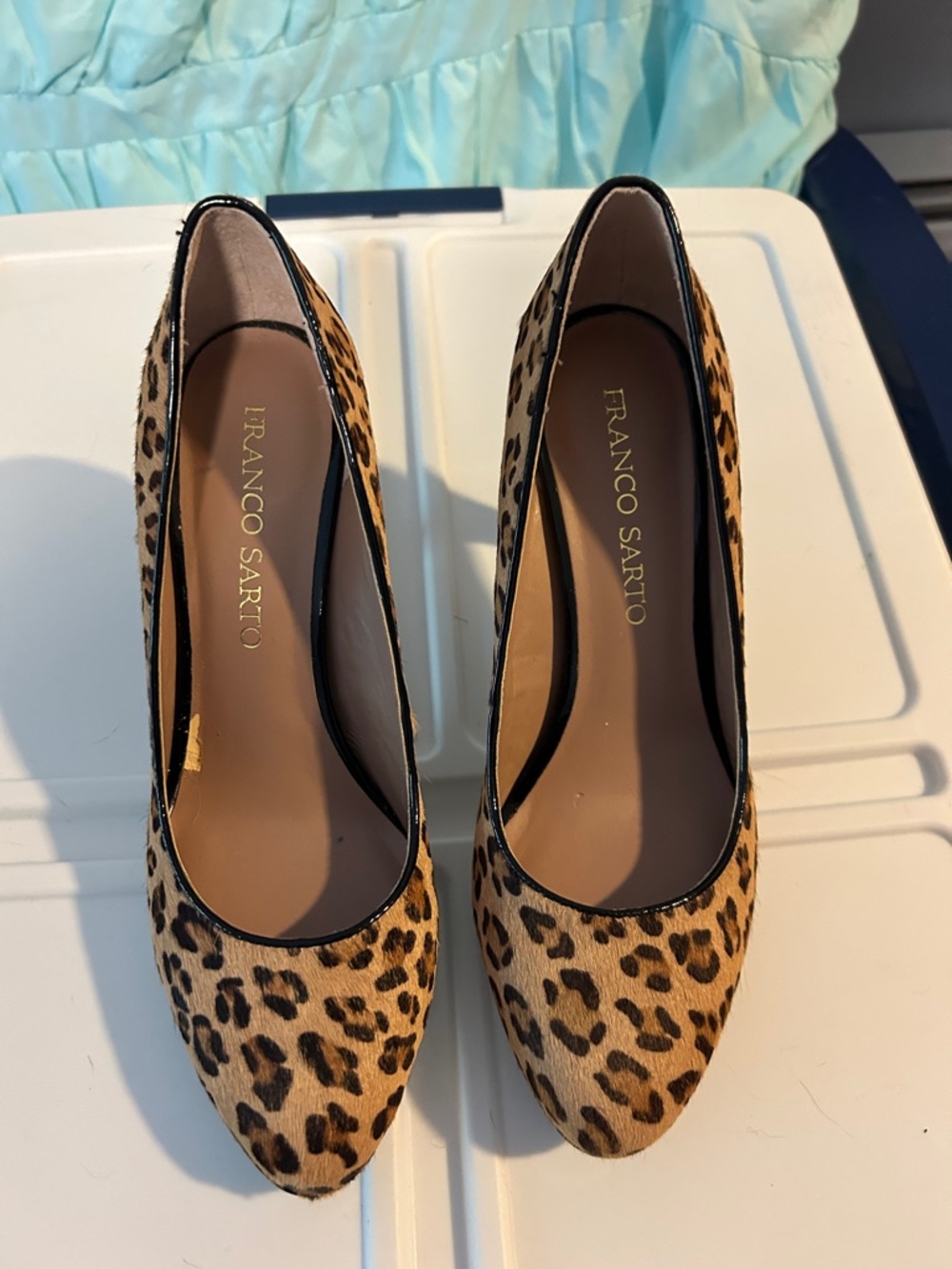 Franco Sarto Leopard-Print Pointed-Toe Pumps - Tan/Black